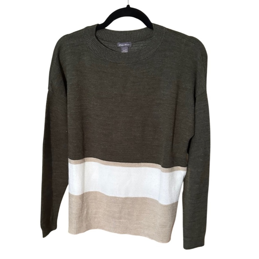 🆕 Eddie Bauer Sweater, Colorblock Army Green, Small